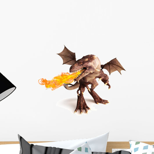 Fire Breathing Dragon on a White Background