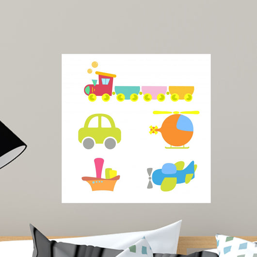 cartoon baby transport, set, isolated on white