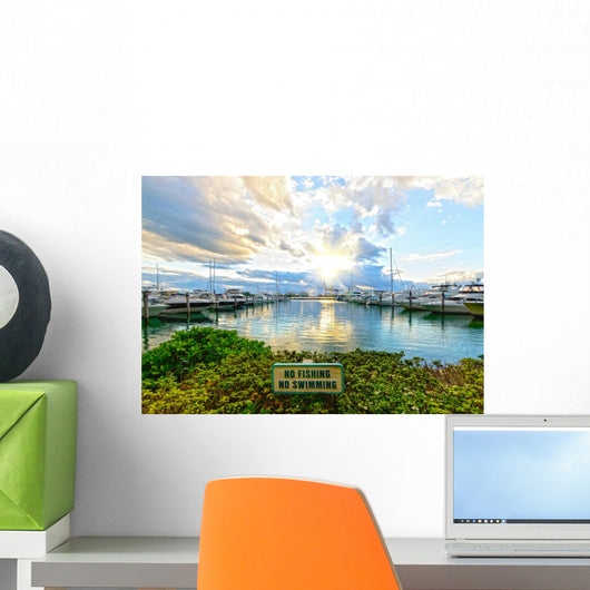 Miami dock at sunset Wall Mural