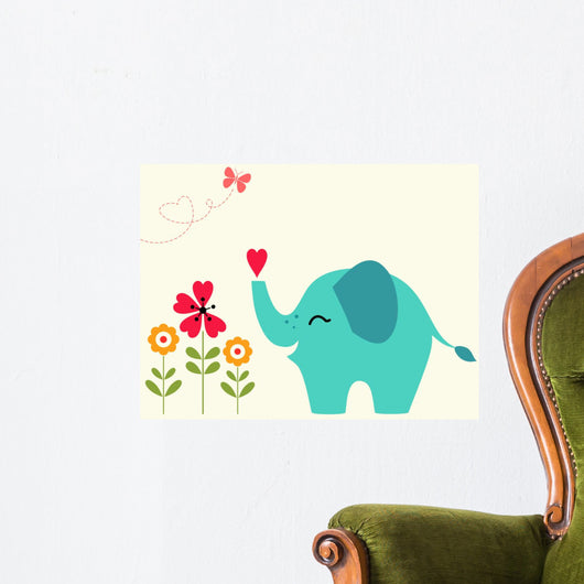 Elephant with heart Wall Decal
