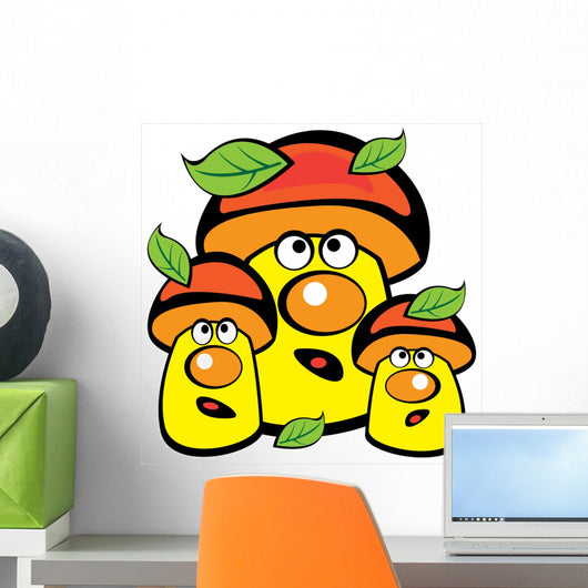 multicolor cute mushrooms isolated on white background Wall Decal
