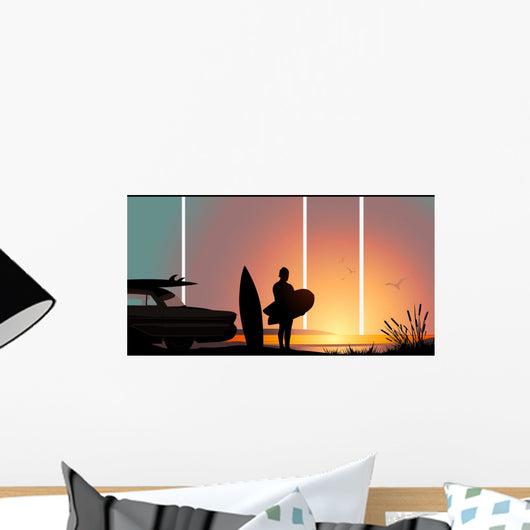 A surfer taking one last look before returning home. Wall Mural