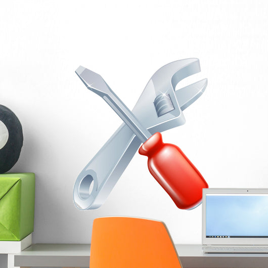 Crossed spanner and screwdriver Wall Decal