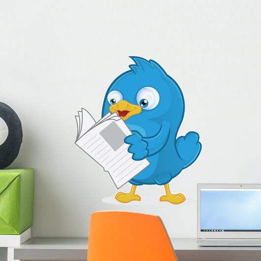 Blue Bird Reading a Newspaper Wall Decal
