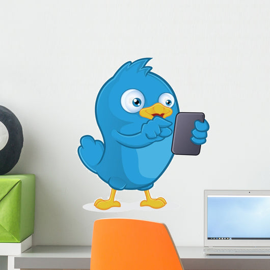 Blue Bird Holding Tablet PC Wall Decal