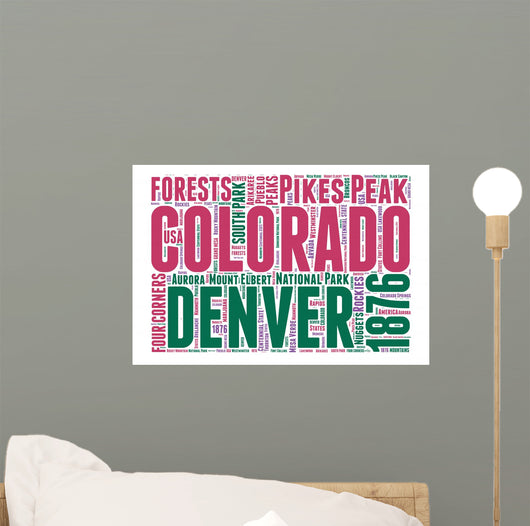 Colorado USA State Map Tag Cloud Wall Decal