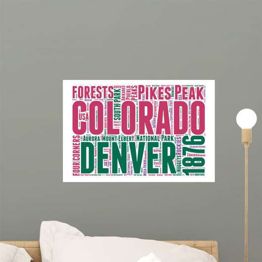 Colorado USA State Map Tag Cloud Wall Decal