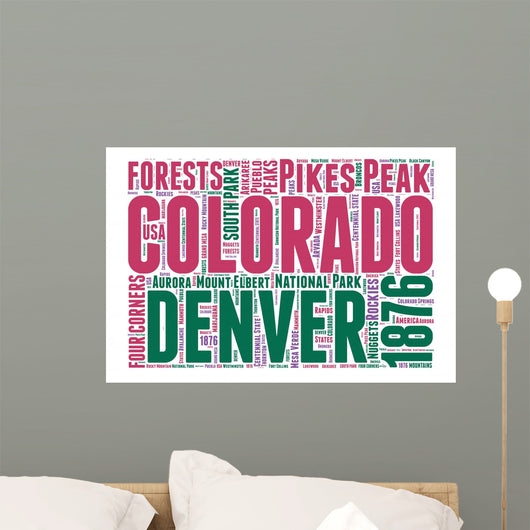 Colorado USA State Map Tag Cloud Wall Decal