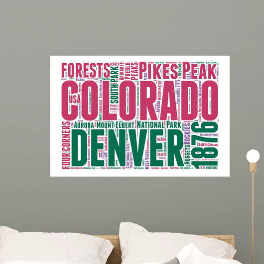 Colorado USA State Map Tag Cloud Wall Decal
