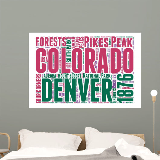 Colorado USA State Map Tag Cloud Wall Decal