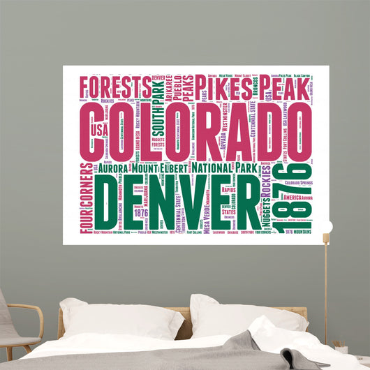 Colorado USA State Map Tag Cloud Wall Decal