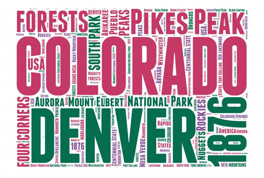 Colorado USA State Map Tag Cloud Wall Decal