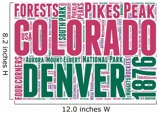 Colorado USA State Map Tag Cloud Wall Decal