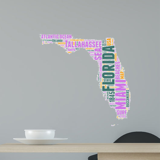 Florida USA State Map Tag Cloud Wall Decal