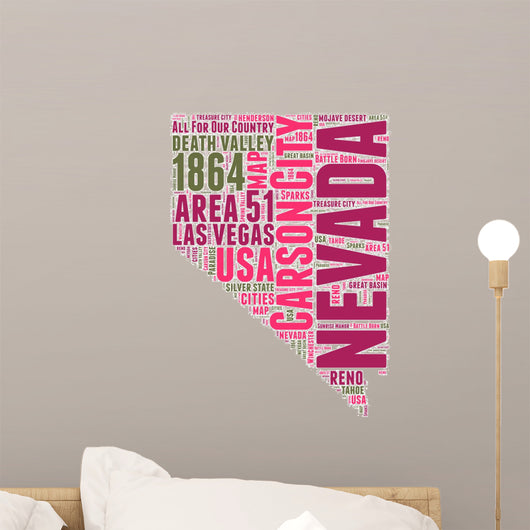 Nevada USA State Map Tag Cloud Wall Decal