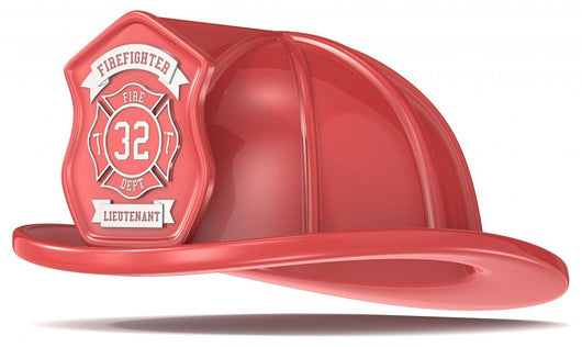 Firefighter Helmet. Classic Red with badge. Isolated. Wall Decal