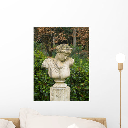 Bust of Female Classical Figure in Garden Wall Mural