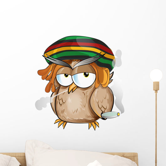 jamaican owl cartoon on white background Wall Decal