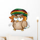 jamaican owl cartoon on white background Wall Decal