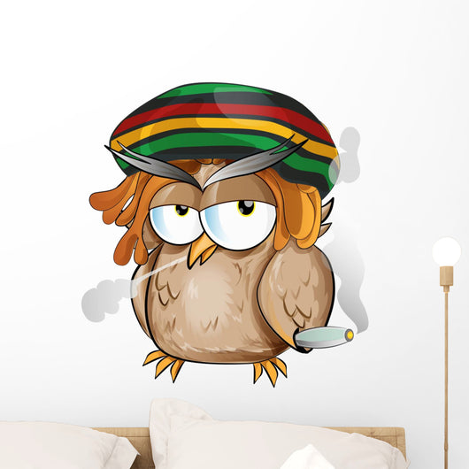 jamaican owl cartoon on white background Wall Decal