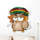 jamaican owl cartoon on white background Wall Decal