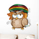 jamaican owl cartoon on white background Wall Decal