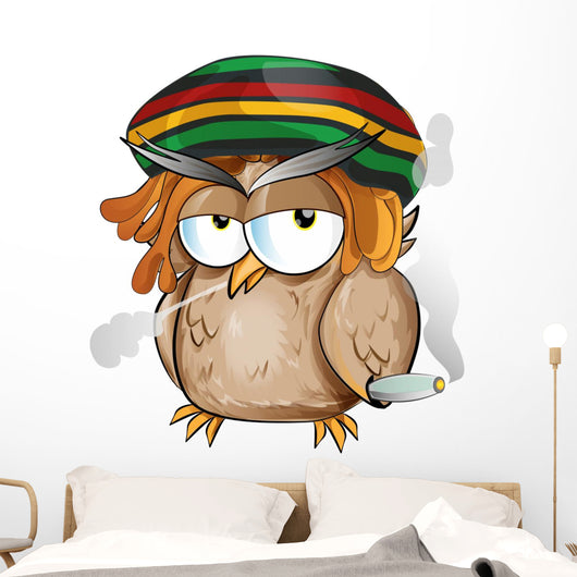 jamaican owl cartoon on white background Wall Decal