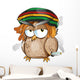 jamaican owl cartoon on white background Wall Decal