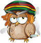jamaican owl cartoon on white background Wall Decal