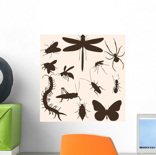 Vector Set of  Insects Silhouettes Wall Mural