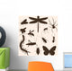 Vector Set of  Insects Silhouettes Wall Mural