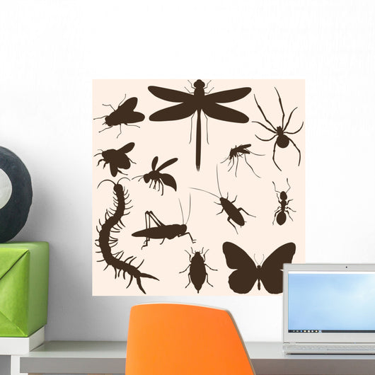 Vector Set of Insects Silhouettes Wall Mural