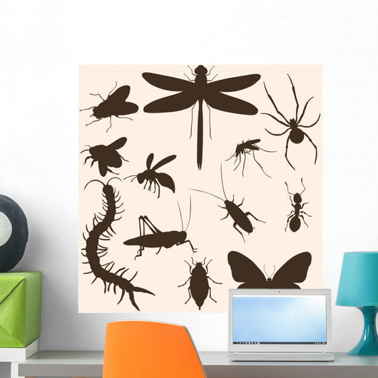 Vector Set of  Insects Silhouettes Wall Mural