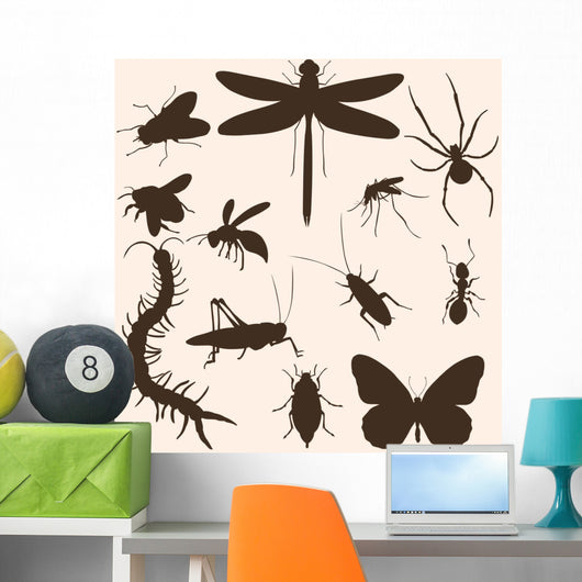 Vector Set of  Insects Silhouettes Wall Mural