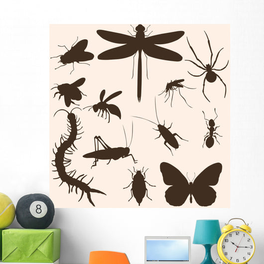 Vector Set of  Insects Silhouettes Wall Mural