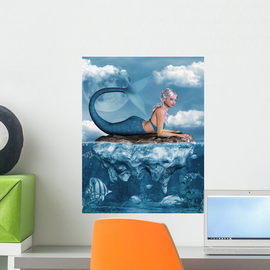 Mermaid on a rock Wall Mural