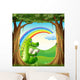 A crocodile reading under the tree below the rainbow