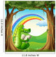A crocodile reading under the tree below the rainbow