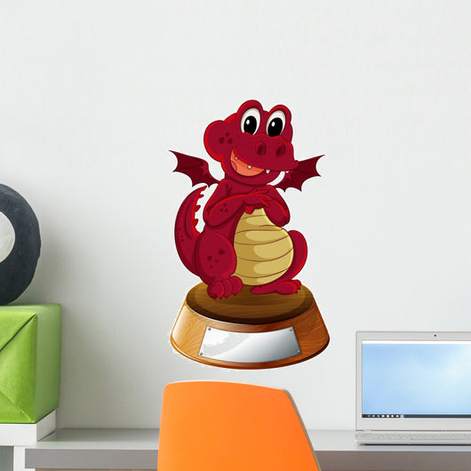 A Red Dragon with an Empty Template at the Bottom
