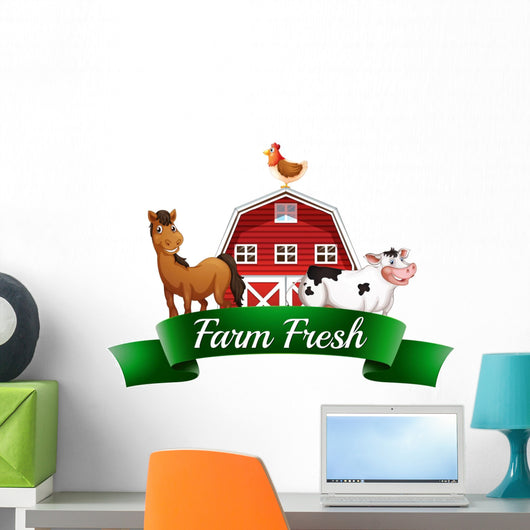 Farm Animals, a Barnhouse and a Signboard