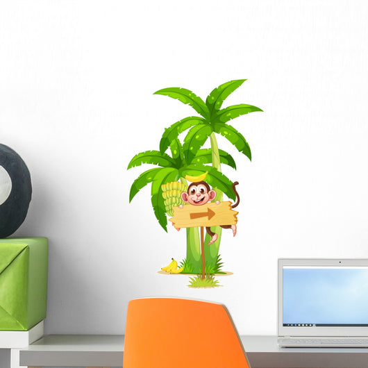 Arrowboard with Monkey near Wall Decal