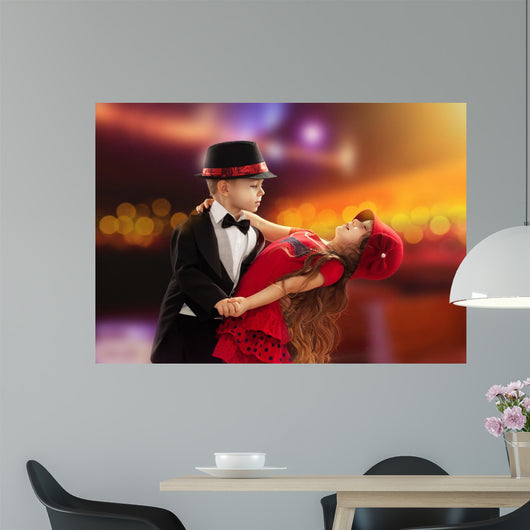 Lovely little boy and girl dancing