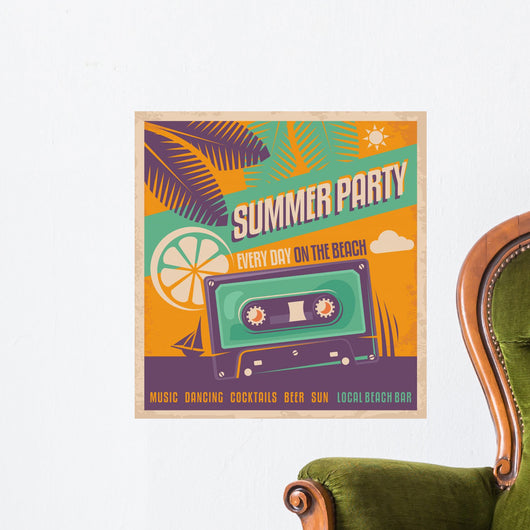 Summer party retro poster vector design