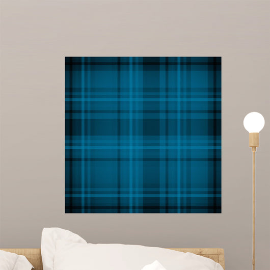 Blue Plaid Fabric Pattern Wall Decal