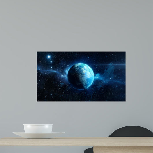 Planet Earth 3D on star background