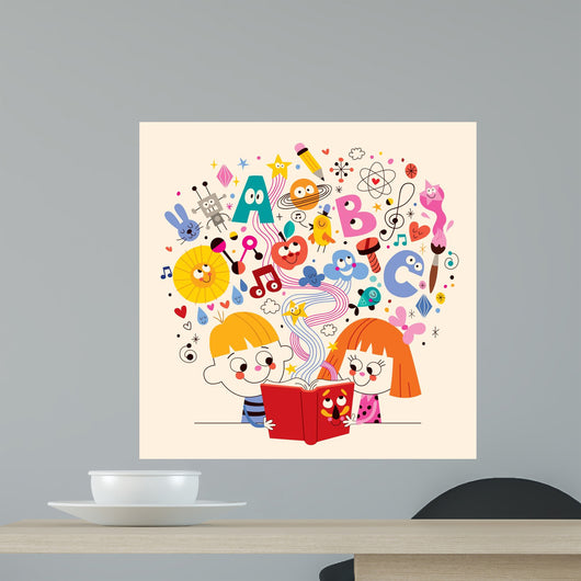 Cute Kids Reading Book Education Concept Illustration