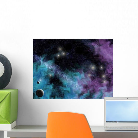 Space Scene with Planets Wall Decal