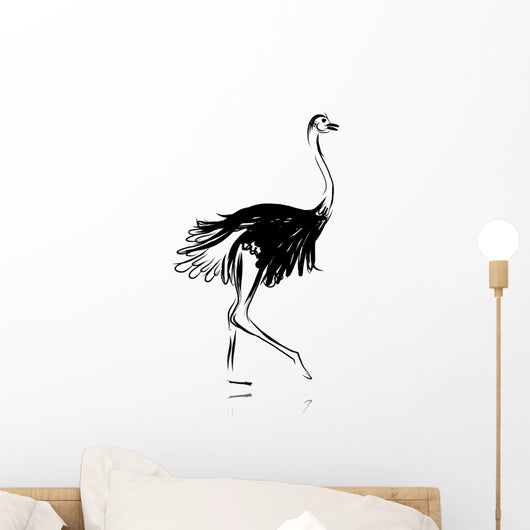 Ostrich sketch black for your design Wall Decal