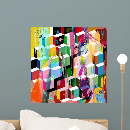abstract background composition, with strokes, splashes and geom Wall Mural