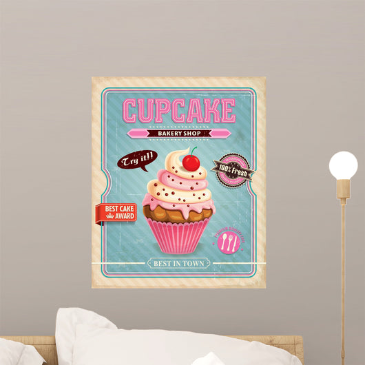 Vintage cupcake poster design